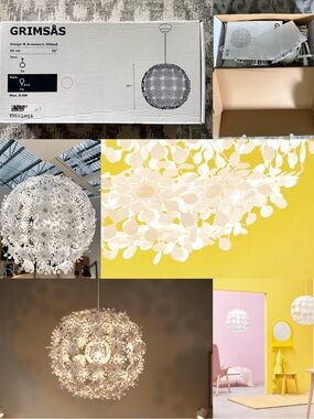 IKEA GRIMSÅS White Floral Pendant Lantern